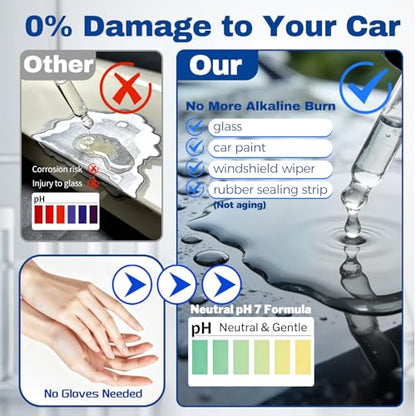 Oil Film Remover Streak Free Glass Cleaner, Car Truck SUV Window Spray 4oz | Windshield Anti-Fog Rain Repellent, Removes Grease Silicone Water Spots Road Grime, Home Use Mirrors Interior Exterior