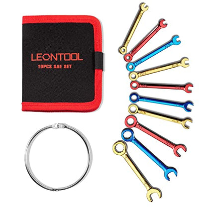 Small Wrench Set SAE 10 PCS 5/32" To 7/16" Color Plated Open and Box End Mini Wrenches with Key Ring Small Standard Spanner Ignition Wrench Set with Portable Storage Pouches - style: SAE