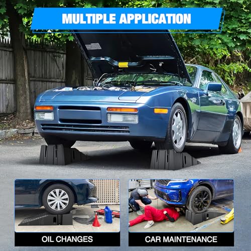 Nilight Car Ramps, 6.7 Inch Lift Vehicle Service Ramp | 13,000lb. GVW Capacity Per Pair, Heavy Duty, Stackable Design Saves Space, Ideal for Home Garage Maintenance - size: Car Ramp
