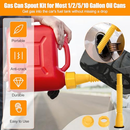 17 Pcs Automotive Funnel Set & Gas Can Spout Replacement, Plastic Long Neck Oil Funnel, Flexible Right Angle Funnels,Wide Mouth Fuel Funnels Gasoline Set for Water/Gasoline/Coolant/Engine Oil