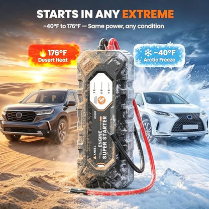 ANCEL BS300 Super Starter, Permanently Connected Jump Starter with Super Capacitor & Battery Protection System, Health Monitoring, 1000A Start Assist for Most 12V Vehicles, -40°F~176°F - color: Jet Black