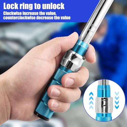 Open End Torque Wrench, 5 to 60 Nm Adjustable Open End Torque Wrench Set with Changeable Head and Click Safe Torque Wrench Tool, Professional Torque Wrench Spanner for Refrigeration System