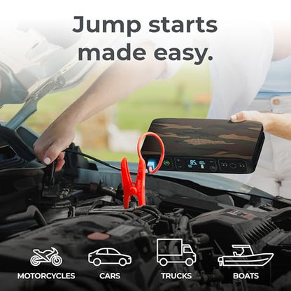 HALO Bolt Air 58830 Portable Car Battery Jump Starter | 100 PSI Air Compressor, 58.8Wh USB Power Bank, Emergency Floodlight & Charger, Jumps Cars SUVs & Trucks, Inflates Tires, TSA Approved — Camo - color: Camo