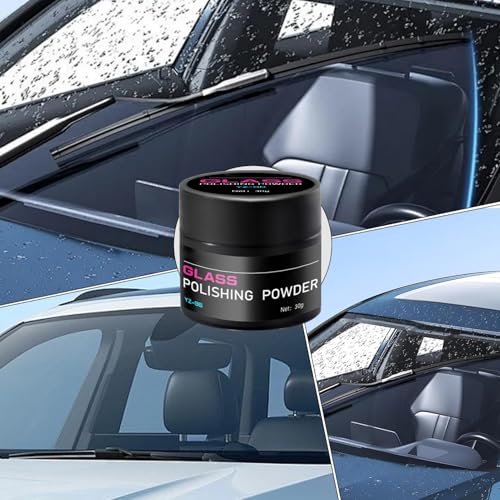 Cerium Oxide Glass Polishing Powder | Car Glass Oil Film Cleaner | Multifunctional Scratch Remover Window Repair Tool with Polishing Pad, Removes Wiper Marks, Swirls, and Water Spots - color: 30G