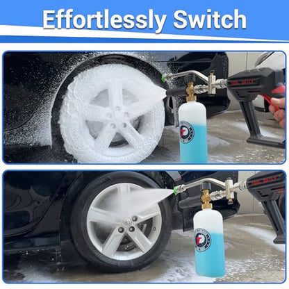 Tool Daily Short Pressure Washer Gun with Foam Cannon, Dual Connector Accessory, 1/4 Inch Quick Connect, 5 Spray Nozzle Tips, 1 Liter - style: Foam Gun with Dual Connector