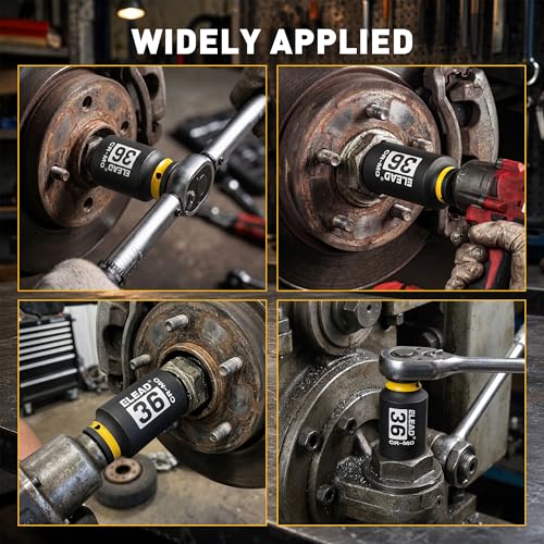 ELEAD 36mm Socket 1/2" Drive Deep Impact Socket, Metric 6 Point 1/2-inch Drive Impact Axle Nut Sockets, CR-MO Nut Socket Set, Oil Filter Sockets, Tools for Easy Removal of Axle Shaft Nuts