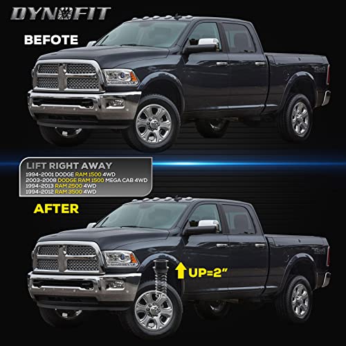 Dynofit 2" Leveling Lift Kits for 4WD Dodge Ram 2500/3500 (1994-2013), Front Suspension 2 Inch Level Kit Coil Spring Strut Spacer for 1994-2001 Ram 1500 4-Wheel Drive, Set of 2 Piece - size: 2 Inch (For 4WD)