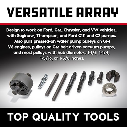 Powerbuilt Power Steering and Alternator Pulley Remove and Install Tool Set, Replace Vehicle Steering Pump, Car Repair Tools, Storage Case - 648605 - style: Tool Set
