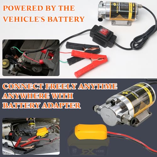 12V/24V 100W Portable Oil Extractor Pump Set, All-in-One Oil Transfer Pump with Yellow Battery Adapter Compatible with DEWALT 20V/18V Battery, Fluid Transfer for Home Business Farm Boat - color: SET 01+Yellow battery adapter