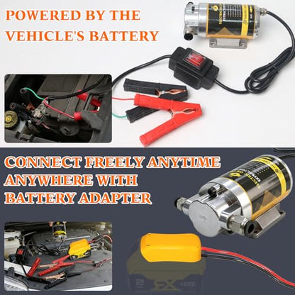12V/24V 100W Portable Oil Extractor Pump Set, All-in-One Oil Transfer Pump with Yellow Battery Adapter Compatible with DEWALT 20V/18V Battery, Fluid Transfer for Home Business Farm Boat - color: SET 01+Yellow battery adapter