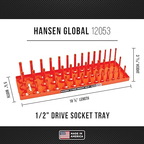 HANSEN 3 Row Socket Holder, Orange, Pack of 6 (92015) - color: Orange