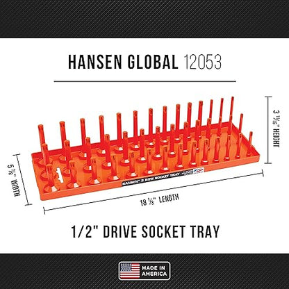 HANSEN 3 Row Socket Holder, Orange, Pack of 6 (92015) - color: Orange