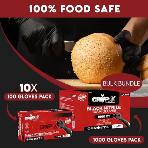 London Labs Black Nitrile Gloves Disposable Latex Free & Powder Free, 4 Mil Rubber Glove, Cleaning, Cooking, Mechanic(XS-XXL) - size: XX-Large, style: 100 Count
