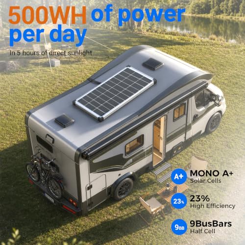 Voltset 100W Solar Panel Kit - 12V Solar Battery Charger with 20A Smart Charge Controller - Monocrystalline Solar Trickle Charger for RV Battery Car Boat Marine Trailer Camper and Off Grid System - size: 100W Kit