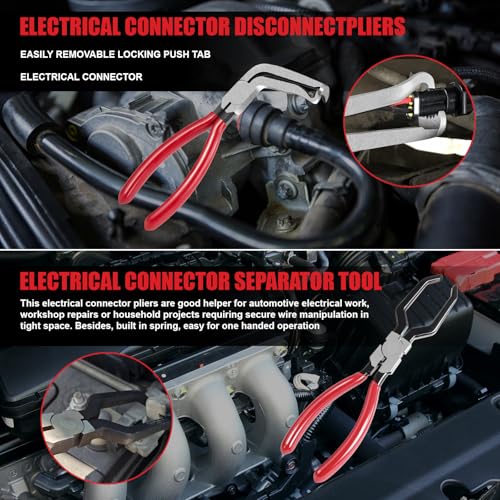 Electrical Disconnect Pliers Set, 5-Piece Professional #45 Steel Kit for Sensor, Injector & Fuel Hose Repair