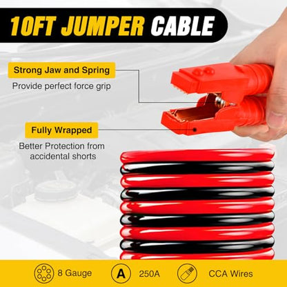 Nilight Car Emergency Kit with Jumper Cable, First Aid Kit Safety Assistance Tools for Travel Camping Outdoor Cars Truck SUV RV, Roadside Essentials with Flash Light - color: Essential Kit+Digi Air Compressor+Tire Fuse kit