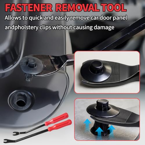 Car Clip Pliers Stainless Fastener Remover 3Pcs for DIY Auto Repair | Stainless Steel Pliers 2 Fastener Removers Spring-Loaded Dual-Action Design for Auto Trim Panel Door Dashboard Clip Removal