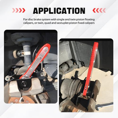 BARTOO Upgraded Brake Caliper Press Tool, Brake Caliper Piston Spreader, Car Ratcheting Brake Caliper Piston Spreader Press Tool with 2 PCS Steel Plates