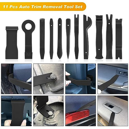 GOOACC 19Pcs Trim Removal Tool Set with Storage Bag | Fastener Clip Removers Auto Plastic Trim Tools Upholstery Pliers & Terminal Tools for Car Panels Audio Systems Black - color: Black