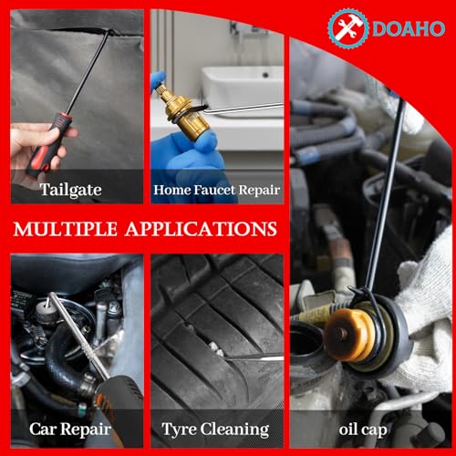 DOAHO 17Pcs Mechanic Hook and Pick Tool Set & Car Trim Removal Kit with Fastener Clip Pliers,Rivet Puller,Magnetic Pickup,Gasket Scraper,Non-Scratch Plastic Pry Tools for Automotive Repair-Red - color: Red-17 Pcs Auto Pick and Hook Set