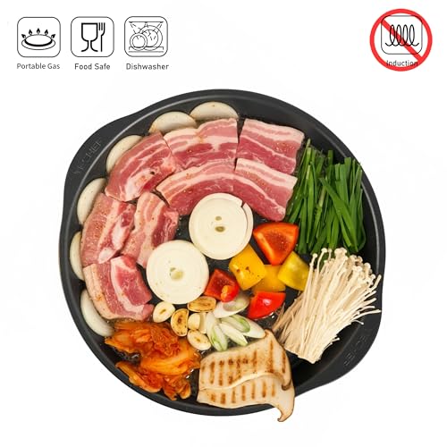 TECHEF - Korean BBQ Nonstick Grill Pan, KBBQ Grill Pan, PFOA-Free, Dishwasher Oven Safe, Made in Korea - color: Purple