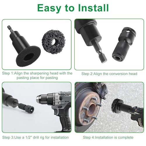 FLYPIG Wheel Hub Cleaning Tool, Wheel Stud Cleaner Resurfacing Tool Kit | Stud Removal Tool With 8 Pads, Quick Rust Removal On Lug Studs And Brake Rotors, For 1/2" Driven Wrenches Or Electric Drills