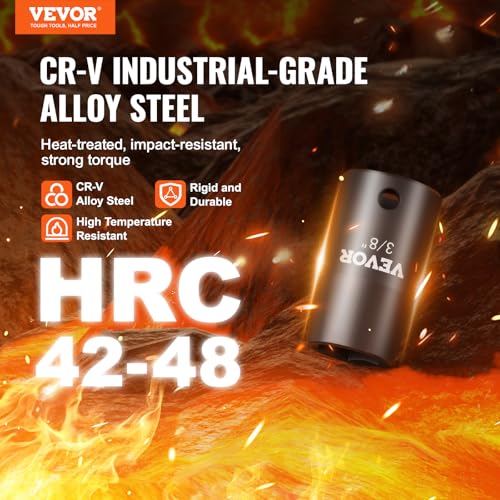 VEVOR 3/8" Drive Impact Socket Set, 29 Piece Shallow Socket Set SAE 3/8"-1" and Metric 8-22mm, 6 Point CR-V Alloy Steel for Auto Repair, Easy-to-Read Size Markings, Rugged Construction, Storage Case - style: 3/8" 29PCS CR-MO