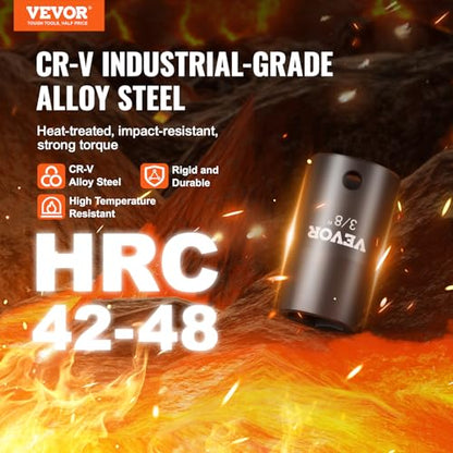 VEVOR 3/8" Drive Impact Socket Set, 29 Piece Shallow Socket Set SAE 3/8"-1" and Metric 8-22mm, 6 Point CR-V Alloy Steel for Auto Repair, Easy-to-Read Size Markings, Rugged Construction, Storage Case - style: 3/8" 29PCS CR-MO