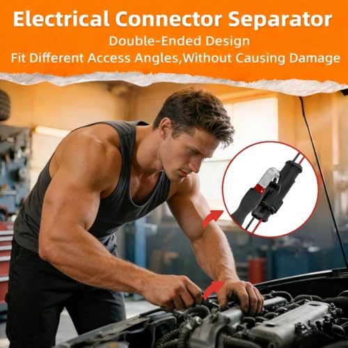 7PCS Electrical Disconnect Pliers Set with Leather Storage Case, Automotive Connector Removal Tool Kit for Push Tab Style Plugs, Fuel Injectors, Sensors & Relays, Car Repair Tools for Mechanics