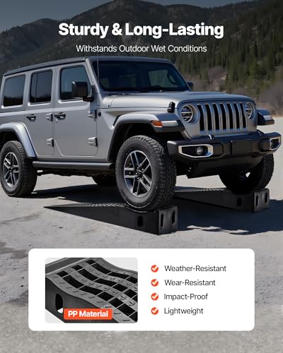 VEVOR Car Ramps, 2 PCS 13000 lbs GVW Capacity, 6.3 in Lift Height, Portable High Profile Car Service Ramps for Home Garage Maintenance and Oil Changes, Heavy Duty for Truck SUV Vehicle Repair, Black - size: 6.3*52.5inch