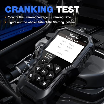 Car Battery Tester 12V 6V VDIAGTOOL BT300, 5-3000 CCA Load Tester Starter Alternator Tester Automotive Charging Cranking System Tester for Motorcycle Car Truck SUV ATV Boat