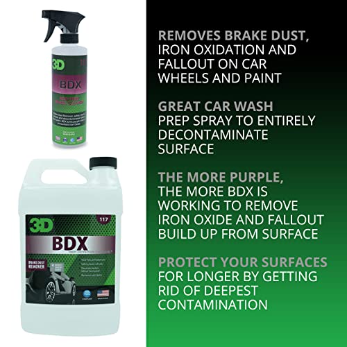 3D BDX Iron Remover – Fast Acting Fallout & Brake Dust Cleaner | Purple Color-Changing Spray for Wheels & Paint | Acid-Free | Made in USA | Car Detailing | 1 Gallon - size: 128 Fl Oz (Pack of 1)