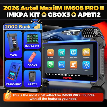 Autel Scanner MaxiIM IM608 PRO II, 2026 IM608 PRO 2 Diagnostic Scan Tool with $1314 Full KIT, 40 Services, ECU as Elite II Pro, 3K+ Bidirectional Tool, OE Full System, DOIP CANFD, OS10, 4G&128G, 16MP