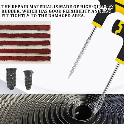 45PCS Tire Plug Kit Car Emergency Flat Tire Repair Tool Set Drill Rubber Repair Screws Tires Plug Tubeless Puncture Fix Kits Professional Tools for Cars Motorcycles ATV UTV Trucks Roadside Kit - size: 45PCS