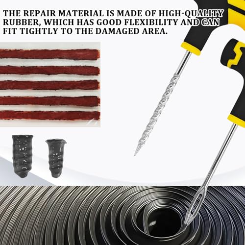 30PCS Tire Plug Kit Car Emergency Flat Tire Repair Tool Set Drill Rubber Repair Screws Tires Plug Tubeless Puncture Fix Kits Professional Tools for Cars Motorcycles ATV UTV Trucks Roadside Kit - size: 30PCS