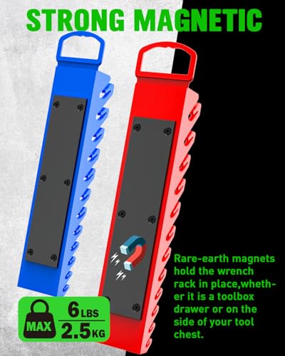 SWANLAKE 2-Piece Magnetic Wrench Organizer Toolbox Holder, SAE (1/4'' to 15/16''), Metric (6mm to 24mm) Ratchet Wrench Organizers, Total Hold 24 Slots Wrenches Holder for Tool Box - style: 24-Slot