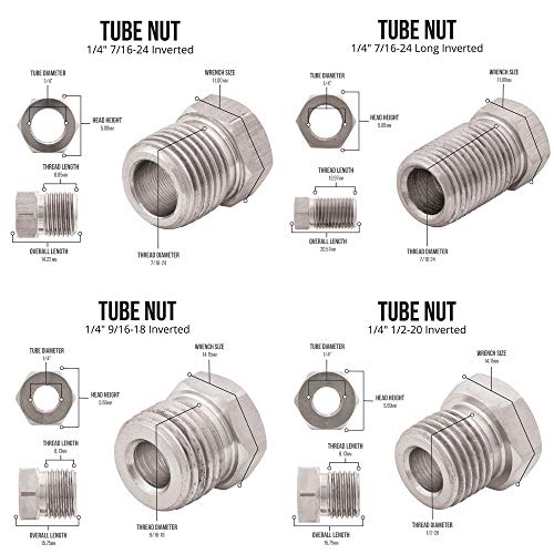4LIFETIMELINES – 1/4" x 25' Stainless Steel Brake Line Kit with 16 SAE Fittings | 316L Marine-Grade Tubing | Inverted Flare, 0.028" Wall | Corrosion & Rust Resistant | Universal Fit for Cars & Trucks - size: 1/4 x 25 Kit
