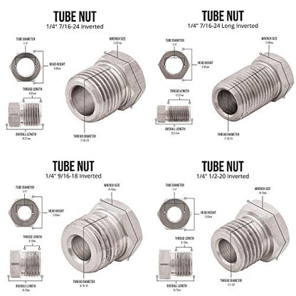 4LIFETIMELINES – 1/4" x 25' Stainless Steel Brake Line Kit with 16 SAE Fittings | 316L Marine-Grade Tubing | Inverted Flare, 0.028" Wall | Corrosion & Rust Resistant | Universal Fit for Cars & Trucks - size: 1/4 x 25 Kit