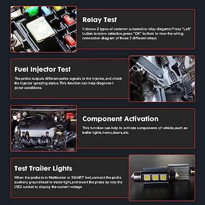 Topdiag P200 Power Circuit Probe Kit - Test Light Automotive Circuit Tester Circuit Breaker Finder Tool, Relay Tester Multimeter, Oscilloscope, Fuel Injector Tester - 9~30V - style: P200