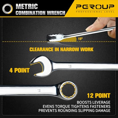 13mm Metric Combination Wrench, CR-V Steel with Mirror Polish, 12-Point Design, 15-Degree Offset, Perfect for Auto Repair, Household, Car & Truck Emergency - size: 13mm