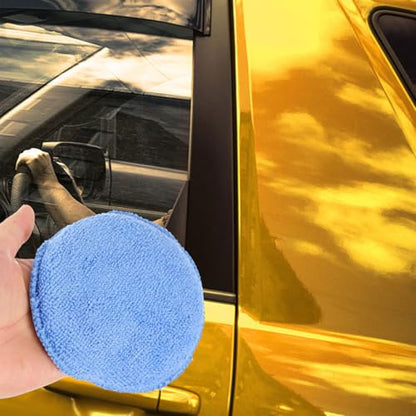 SHERCHPRY 4pcs Microfiber Car Wax Applicator Pads with Thumb Slot, Round Buffing and Polishing Sponge Set for Car Detailing and Tire Shine, Blue and Gray