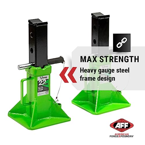 AFF Viking 22 Ton Safety Stand Set - Pin Style Jack Stands for Trucks, Trailers & Heavy Equipment - Super Duty - Pair