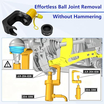 ZKTOOL Hydraulic Pneumatic Ball Joint Separator Puller, Heavy Duty Control Arm Ball Joint Removal Tool Compatible with Land Rover Jaguar,Steering Suspension Extractor, Replace JLR-204-793A JLR-204-838 - color: Black