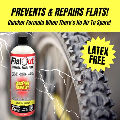 QuickStrike Tire Sealant - Small Tire/Bicycle Formula - NEW Formula - Prevents Flat Tires - Seals Leaks - Contains Kevlar - Tubeless Tire Sealant - 16 Ounce Bottle - size: 16 Fl Oz