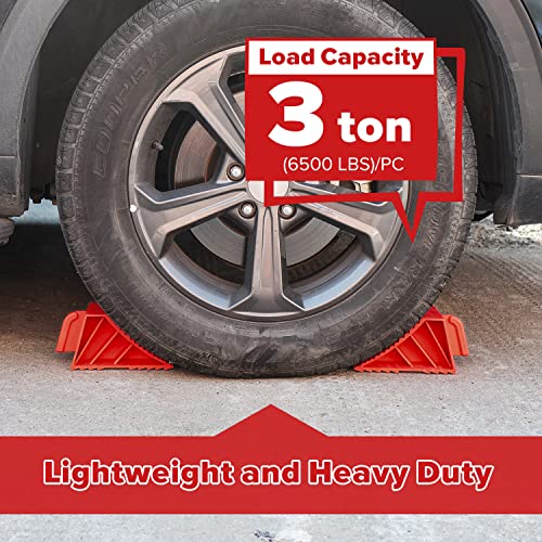 Wheel Chocks ABS Plastic Heavy Duty, Tire Chocks for Travel Trailers, RV, Camper, and Trucks 2-Pack, Red - color: red 2-pack