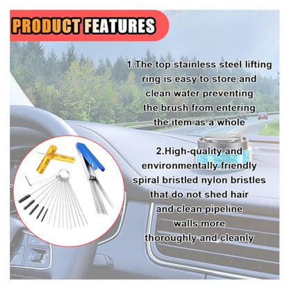 JOYCOURT Carburetor Torch Tips Jet Remove Cleaner, Airbrush Cleaning Kit, 13 Cleaning Set+1 Sharp Pick+5 Nylon Brushes+10 Cleaning Rods +1 Throttle Wrench for Motorcycle Moped Welder Carb Cleaner - size: 1 Set with Sharp Pick