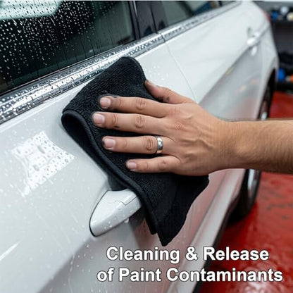 3 Pcs Clay Towel - Auto Detailing synthetic Clay bar Towel - Decontaminate Paint and Glass for Smoth Washing - Improve Wax and Sealant Bonding, Enhance Gloss and Color Depth - 12" x 12" (BLACK) - color: Black