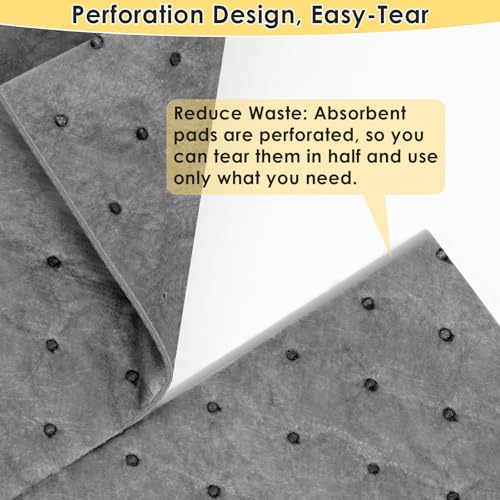 3MM Oil Absorbent Pads - 13" x 10" Universal Absorbing Pad, Dimpled Oil Spill Mat & Water Absorbent Pads for Oil, Water, and Solvents Spill Protection, Home, Garage, Basement (70PCS)