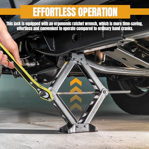 Hovom Scissor Jack for Car, 2 Ton (4409 lbs) Car Jack Kit with Ratchet Wrench, Lift Jacks Tool for Tire Changing Repair with Labor-Saving Handle, Portable Emergency Tool for SUV Truck MPV Sedan