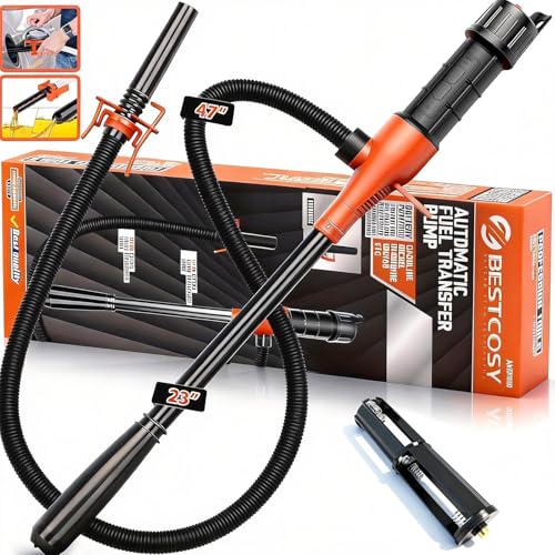 Portable Transfer Pump Battery Operated Electric Siphon Pump for Gas, Fuel, Diesel, Water Transfer 2.4 GPM Flow Oil Extractor, 47" Hose-Easy to Use Hand Fuel Pump, Multi-Use Siphon Transfer Pump - color: 1 Pack Orange Black